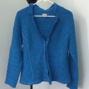 Chico’s Womans Structured Textured Blue Jacket/Blazer/cardigan size 1